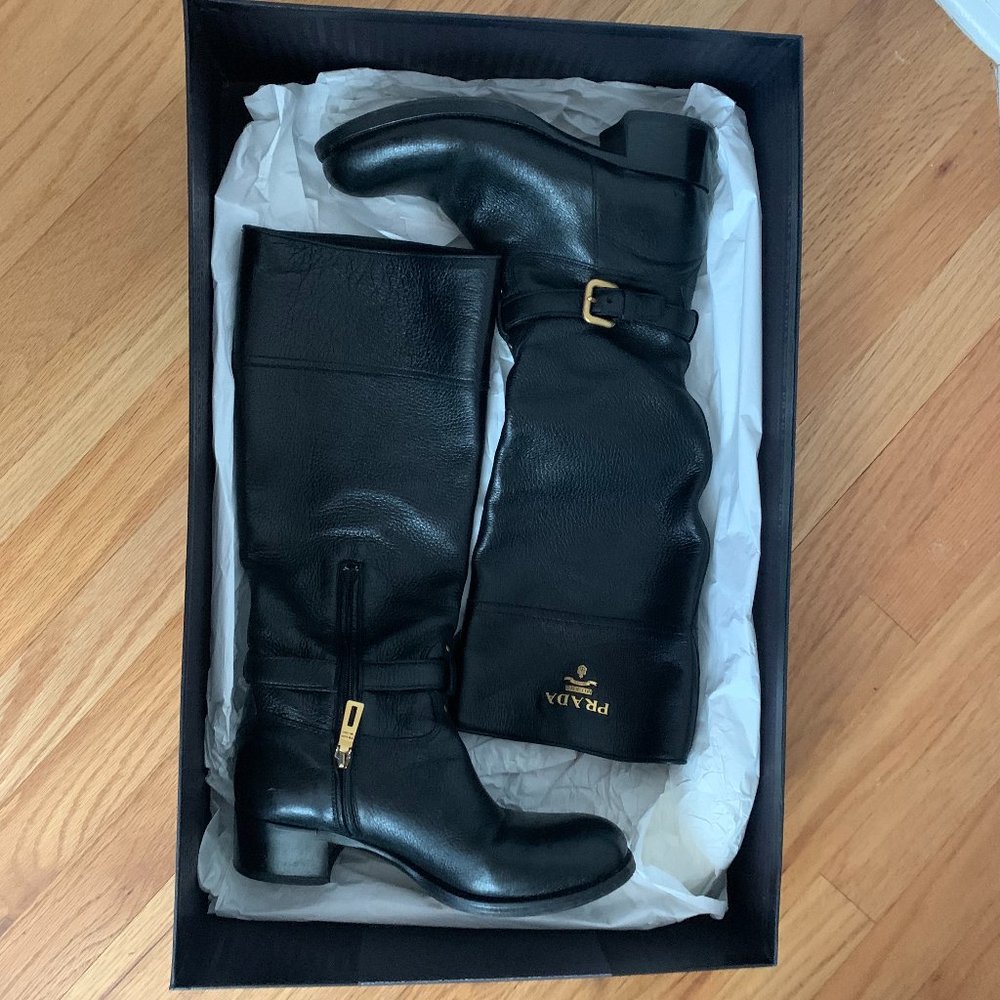 Prada Cervo Tall Riding Boots Size EU36